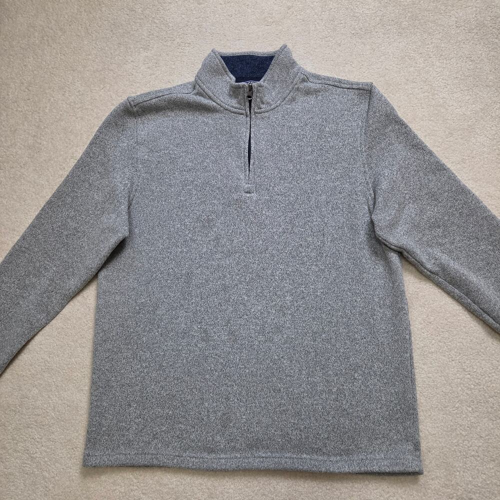 Izod Men's L 1/4 Zip Long Sleeve Knit Sweater Fleece Lined Heathered Gray